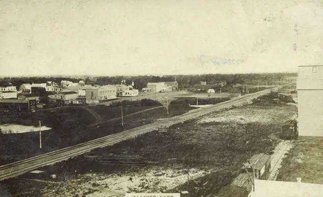 View over Kelliher from the elevator, with railway